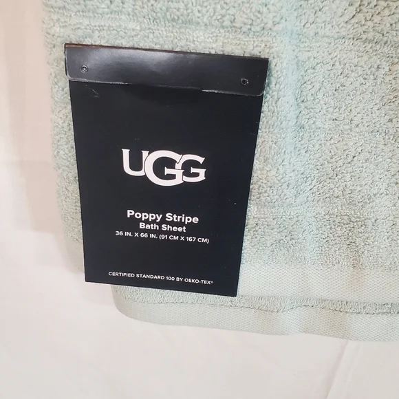 Lot of 2 UGG Poppy Stripe Blue Bath Sheet (36" x 66") New with Tags - Picture 2 of 4